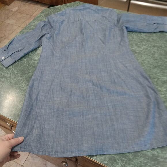 Old Navy Shirt Dress Chambray 100% Cotton Roll Tab sz M Pockets Western Coastal - Picture 14 of 15